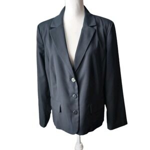 Croft & Barrow Women's Suit Jacket 16 Black Stretch Classic Career Office Work